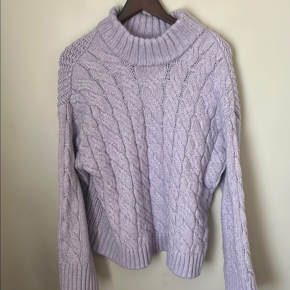 Divided H&M Sweater Lavender Purple Cable Knit Turtleneck casual comfy - Picture 3 of 13
